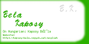 bela kaposy business card